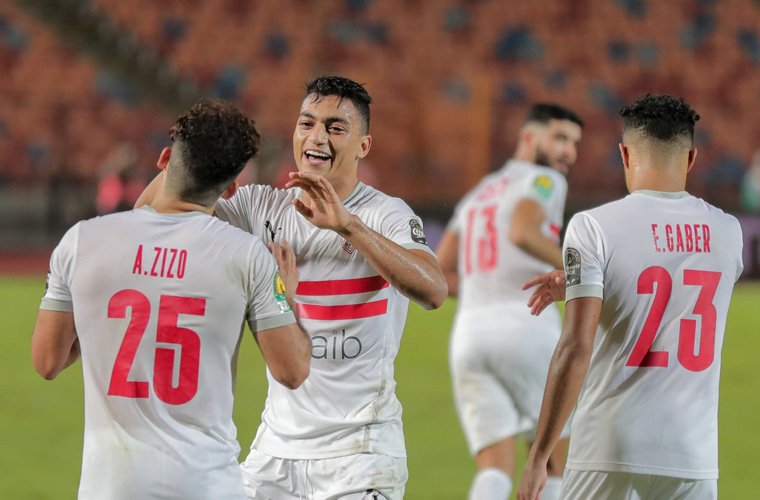 احتفال لاعبي الزمالك أمام الرجاء