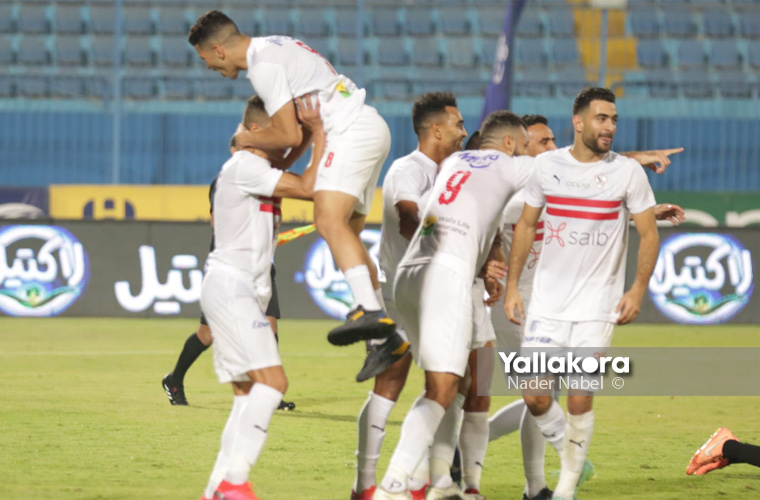 احتفال لاعبي الزمالك بالفوز بالدوري المصري