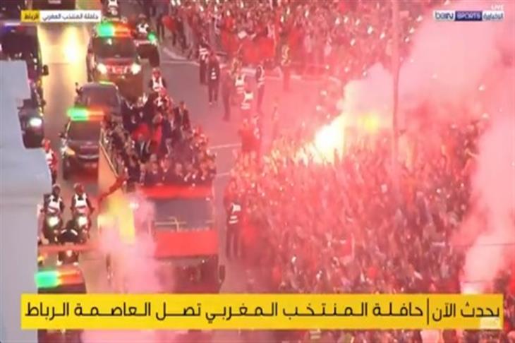 استقبال شعبي كبير للمنتخب المغربي في الرباط