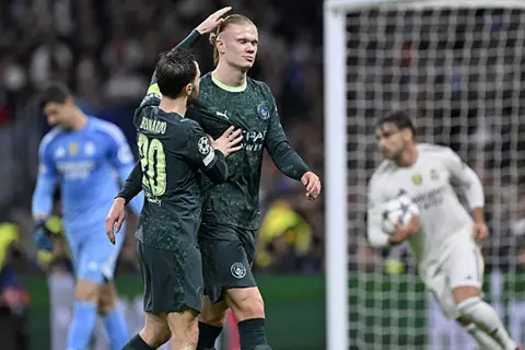 هدف مانشستر سيتي الثاني ضد ريال مدريد (هالاند)