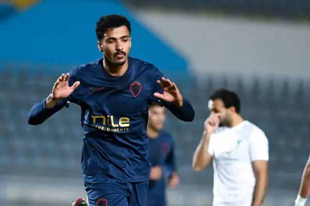 احتفال حسام عبد المجيد مدافع الزمالك